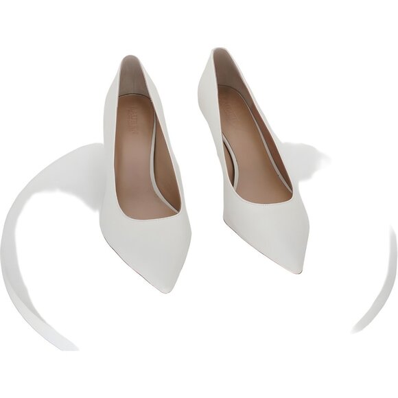 Ralph Lauren Lanette Pointed Toe Leather Mid Heel Pumps Soft White US 8M - Picture 1 of 6